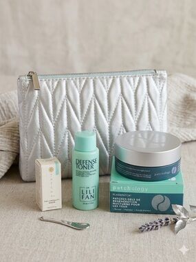 NEW Patchology Eye Patches + Tatcha Serum + Dr. Lili Fan Toner+FREE Cosmetic Bag